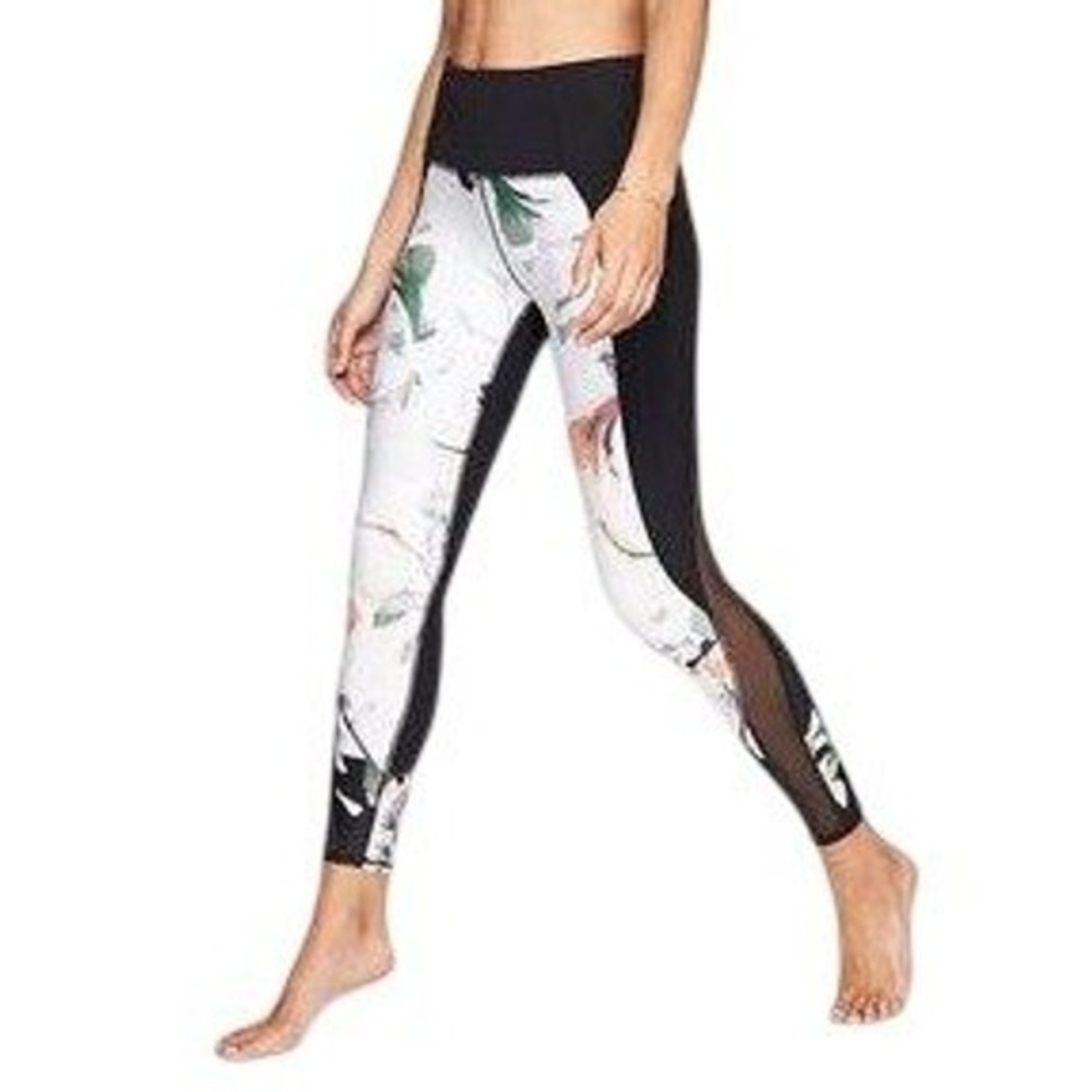 Athleta Women's S Black High Rise Floral Mesh Leggings Nylon Spandex